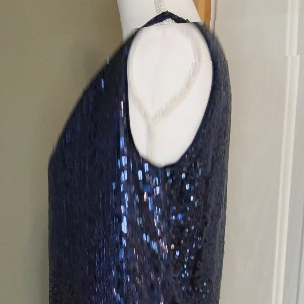 Express Navy Blue Sequin One Shoulder Dress size Small NWOT